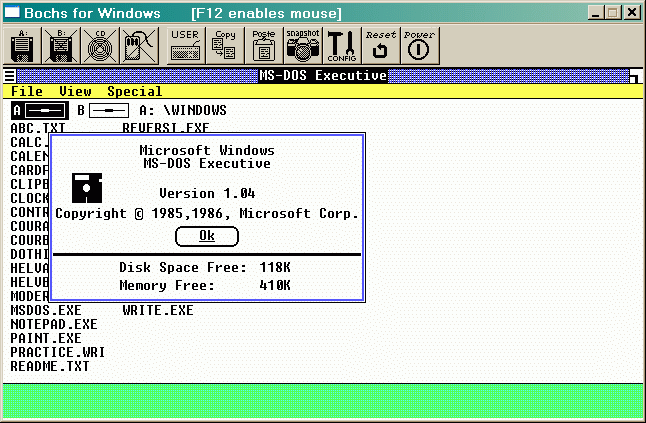 Bochs 运行 Windows 1.04